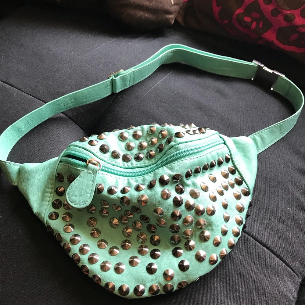 Mint Pleather Studded Fanny Pack